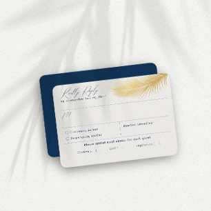 Tropical Beach Palm Navy Maaltijd keuze RSVP-kaart RSVP Kaartje