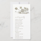 Tropical Beach Palm Sketch Gold Wedding Programme (Dos)