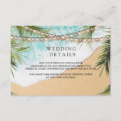 Tropical Beach Palm String Lights Wedding Details Informatiekaartje (Voorkant)