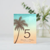 Tropical Beach Palm Tree Mariage Numéro de table (Debout devant)