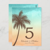 Tropical Beach Palm Tree Mariage Numéro de table (Devant / Derrière)