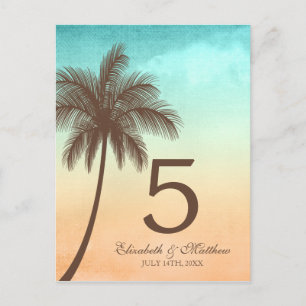 Tropical Beach Palm Tree Mariage Numéro de table