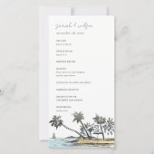 Tropical Beach Palm Tree Sketch Wedding Programme (Devant)