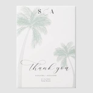 Tropical Beach Palm Trees Eenvoudig script Bedankt Vellum Uitnodigingen