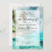 Tropical Beach & Palm Trees Formal Wedding Kaart (Voorkant)