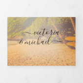 Tropical Beach Palm Trees Mariage Tri-fold (Page de couverture)
