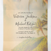 Tropical Beach Palm Trees Mariage Tri-fold (Intérieur au milieu)