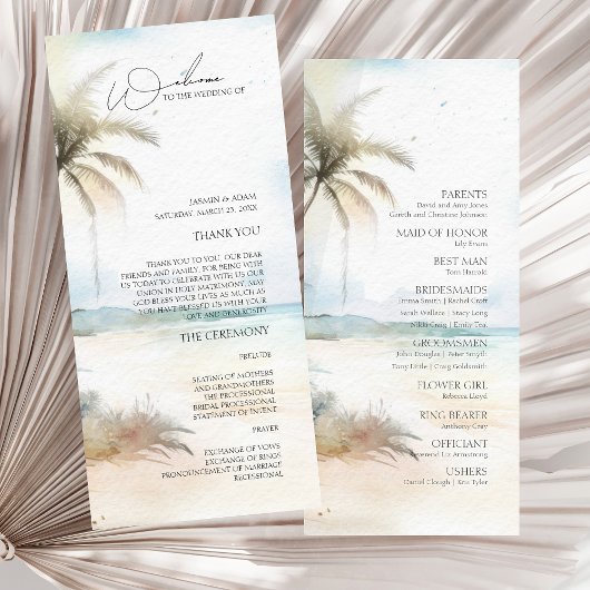 Tropical Beach Palm Trees Programme de mariage