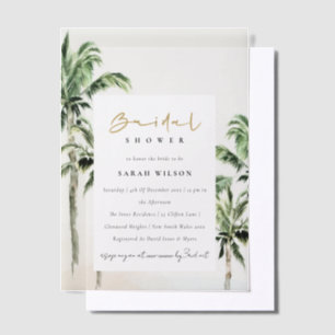 Tropical Beach Palm Trees Waterverf Vrijgezellenfe Vellum Uitnodigingen