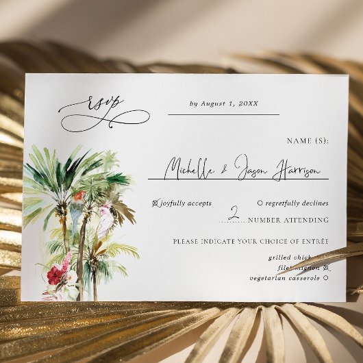 Tropical Beach Palms Wedding RSVP
