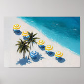 Tropical Beach Paraplu Print: Kustzomer Poster (Voorkant)