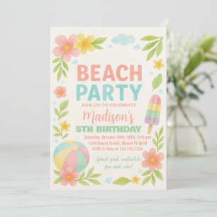 Tropical Beach Party Verjaardag Uitnodigingen & De