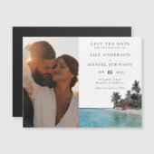 Tropical Beach Photo Wedding Save The Date Magnetische Uitnodiging (Voorkant / Achterkant)