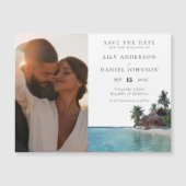 Tropical Beach Photo Wedding Save The Date Magnetische Uitnodiging (Voorkant)