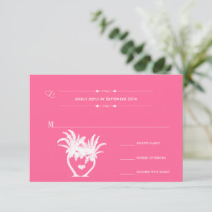 Tropical Beach Pink Palm Tree Destination RSVP