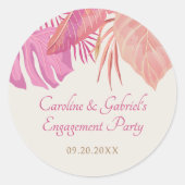 Tropical Beach Pink Ronde Sticker (Voorkant)