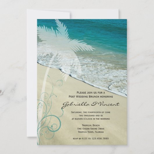 Tropical Beach Post Mariage Brunch Invitation (Devant)