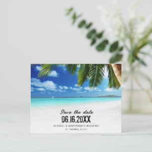 Tropical Beach QR Code Bruiloft Save the Date Aankondigingskaart