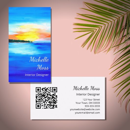 Tropical Beach QR code Interieur Design Abstract Visitekaartje