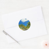 Tropical beach resort, Belize Ronde Sticker (Envelop)