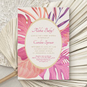 Tropical Beach Roze Baby shower Kaart
