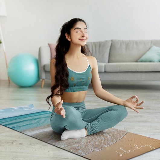 Tropical Beach Sand Ocean Aangepaste naam Yogamat
