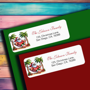 Tropical Beach & Santa Retour Adreslabel Etiket