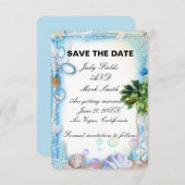 Tropical Beach Seashell Bruiloft Save The Date Kaa (Voorkant / Achterkant)
