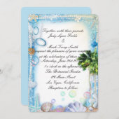 Tropical Beach Seashell bruiloft uitnodiging (Voorkant / Achterkant)