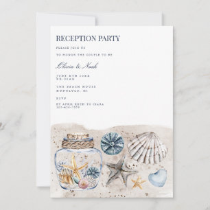Tropical Beach Shell Receptie Uitnodiging Kaart