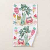 Tropical Beach Summer Surf Seashells Palmbomen Bad Handdoek (Handdoek)