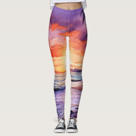 Tropical Beach Sunset #1 Leggings