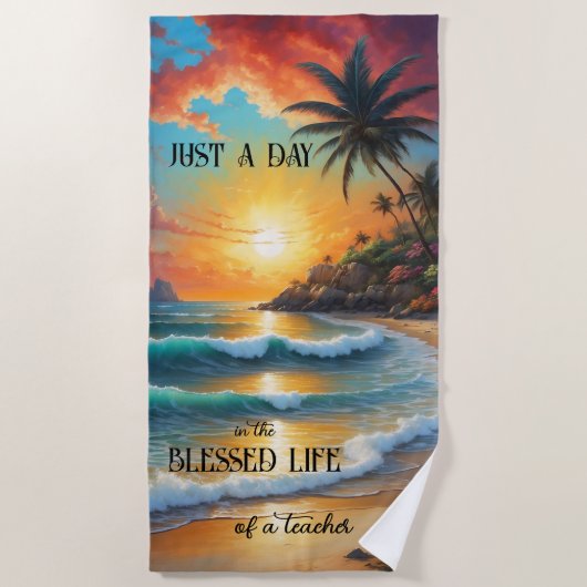 Tropical Beach Sunset Docent Strandlaken (Voorkant)