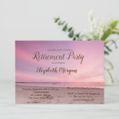Tropical Beach Sunset Roze Pensioenfeest Kaart (Staand voorkant)