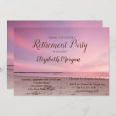 Tropical Beach Sunset Roze Pensioenfeest Kaart (Voorkant / Achterkant)