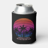 Tropical Beach Sunset Vacation Custom Black Pink Blikjeskoeler (Blikje Voorkant)
