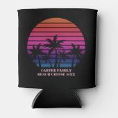 Tropical Beach Sunset Vacation Custom Black Pink Blikjeskoeler (Voorkant)