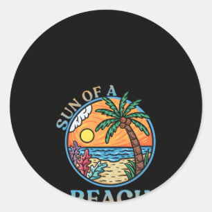 Tropical Beach Surf Shop Strand Surfer Vakantie Ronde Sticker