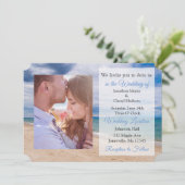 Tropical Beach thema foto bruiloft uitnodigingen (Staand voorkant)