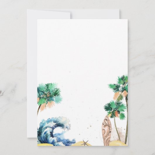 Tropical Beach Theme Baby shower Invitation Unisex Kaart (Achterkant)