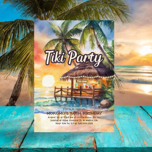 Tropical Beach Tiki Party Uitnodiging voor verjaar