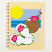 Tropical Beach Vacation Coconut Flowers Flip Flops Planner (Voorkant)