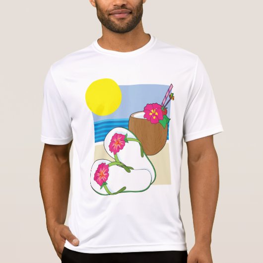 Tropical Beach Vacation Coconut Flowers Flip Flops T-shirt (Voorkant)