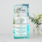 Tropical Beach Watercolor Elegant Coastal Wedding Menu (Staand voorkant)