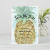 Tropical Beach Waterverf ananas bruiloft Save The Date (Staand voorkant)