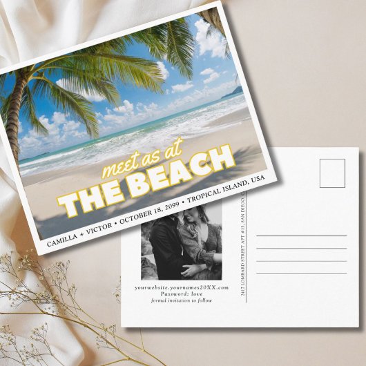 Tropical Beach Wedding Enregistrer la date Carte p