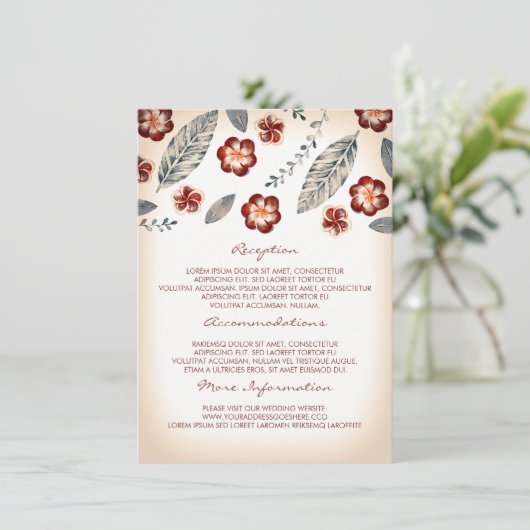 Tropical Beach Wedding Information Carte d'invité (Debout devant)