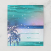 Tropical Beach Wedding Place kaarten | palmbomen (Buitenkant ongevouwen)