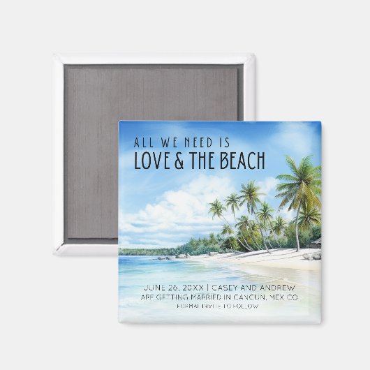 Tropical Beach Wedding Save Datum Magneet (Voorkant / Achterkant)