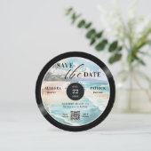 Tropical Beach Wedding Save the Date Muziek Liefde (Staand voorkant)